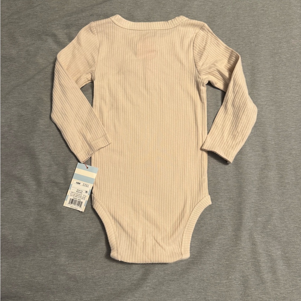 Cat & Jack Cream Ribbed Kids Bodysuit - Picture 3 of 3